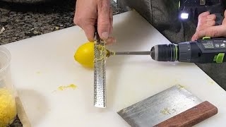 Man Zests Lemons Using Drill