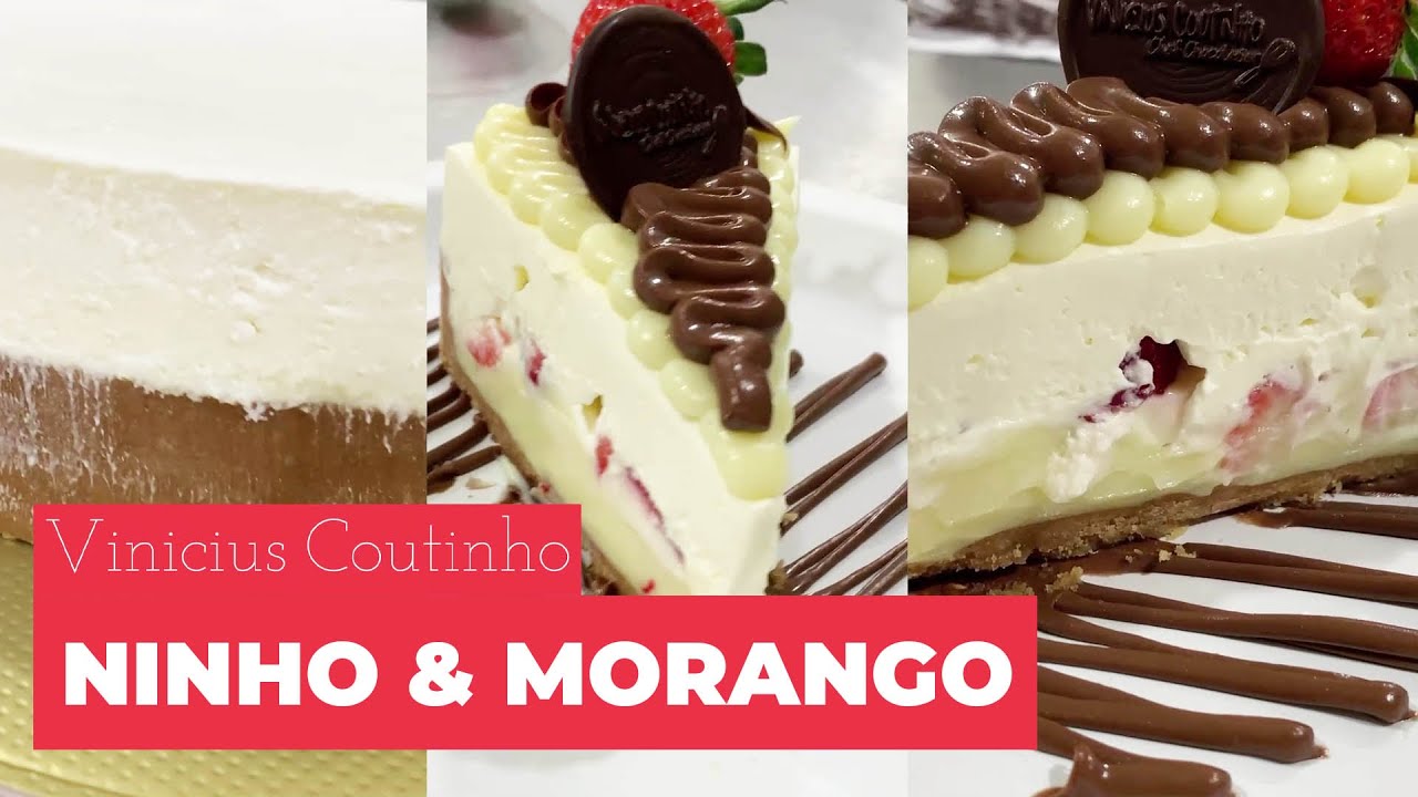 Torta de Ninho com Morangos (decorado com Nutella) - Curso de Tortas Finas - Chef Vinicius Coutinho