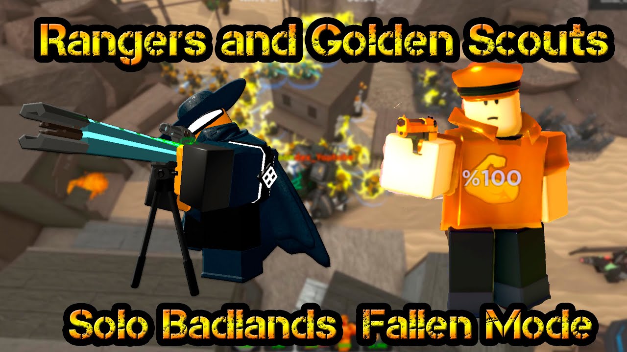 Golden Scouts and Rangers on the Badlands Solo Roblox Tower Defense ...