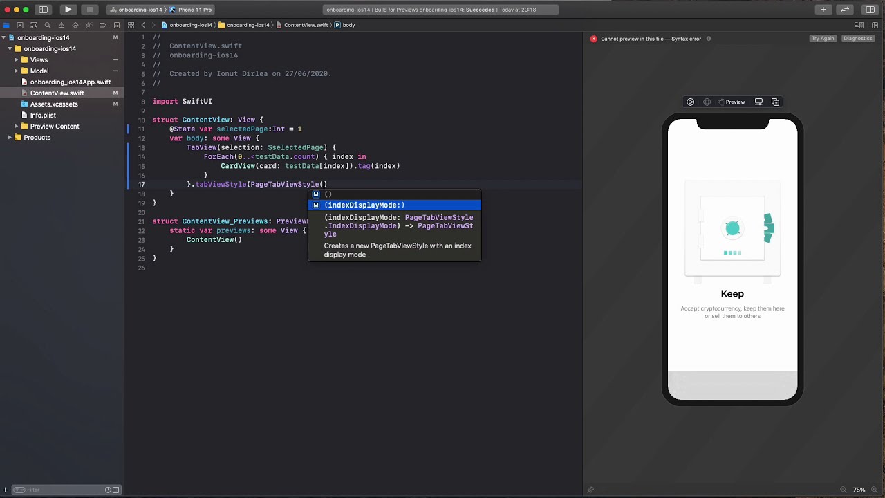 Build an onboarding screen in under 5 min - Swift UI 2.0 - YouTube