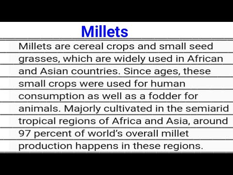essay on millets in english 200 words