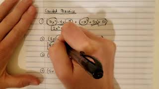 May 18 Alg 1 Support 1: Adding and Subtracting Polynomials