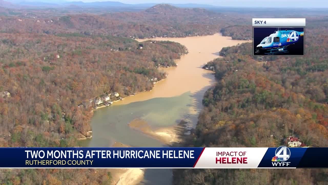 Sky 4 shows Chimney Rock, Lake Lure, two months after Hurricane Helene ...