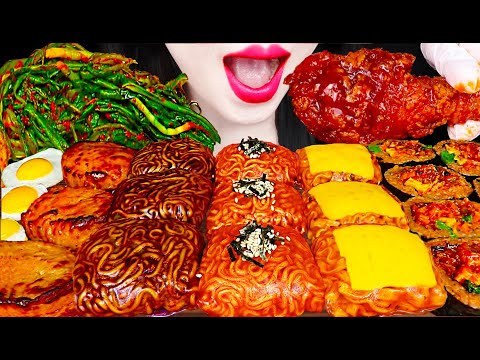 ASMR FRIED CHICKEN, NOODLES 직접 만든 불닭쌈, 양념 치킨 먹방 MUKBANG, EATING