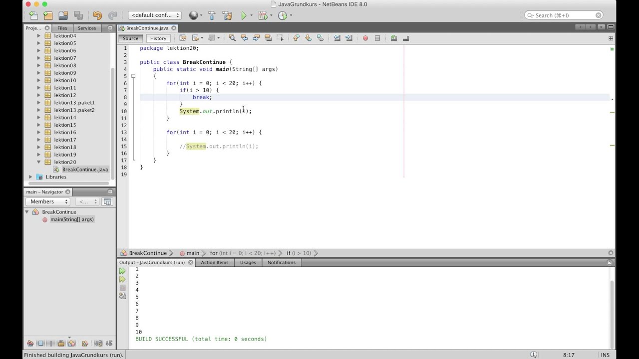 Java Tutorial - 20 - break und continue German - YouTube