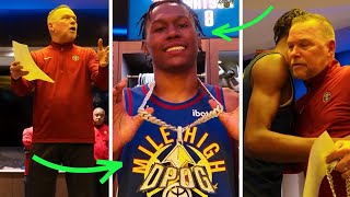 Nikola Jokic and Denver Nuggets Locker Room CELEBRATION after Jokic hits ONE-HANDED 3/4 court SHOT