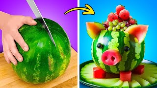 Гениальные хитрости 🍉🥒 Как очищать и нарезать фрукты и овощи