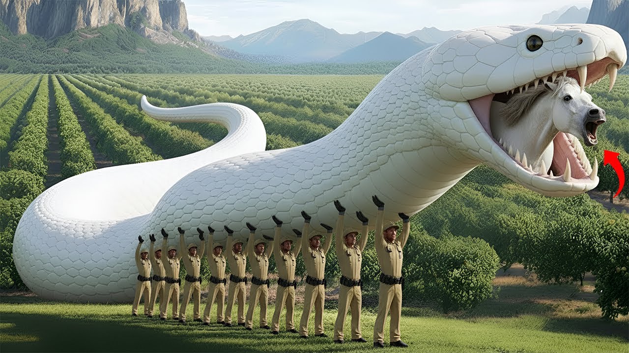 Brave Heroes Save an Innocent Horse from a Giant Mutant Python’s Attack