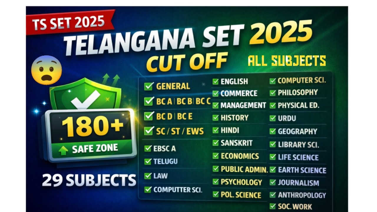 Telangana SET / TSSET 2025 EXPECTED CUT OFF  ALL SUBJECTS 2025 