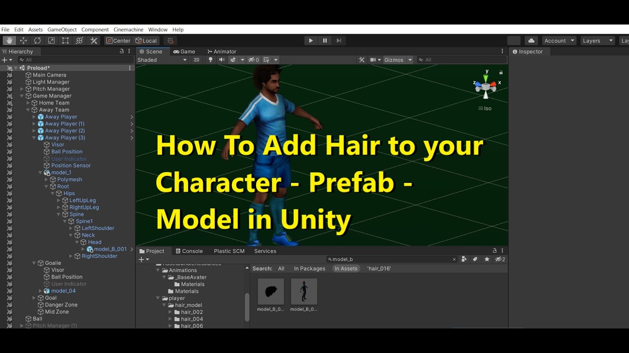 How to Add hair to Unity to your character model prefab - YouTube