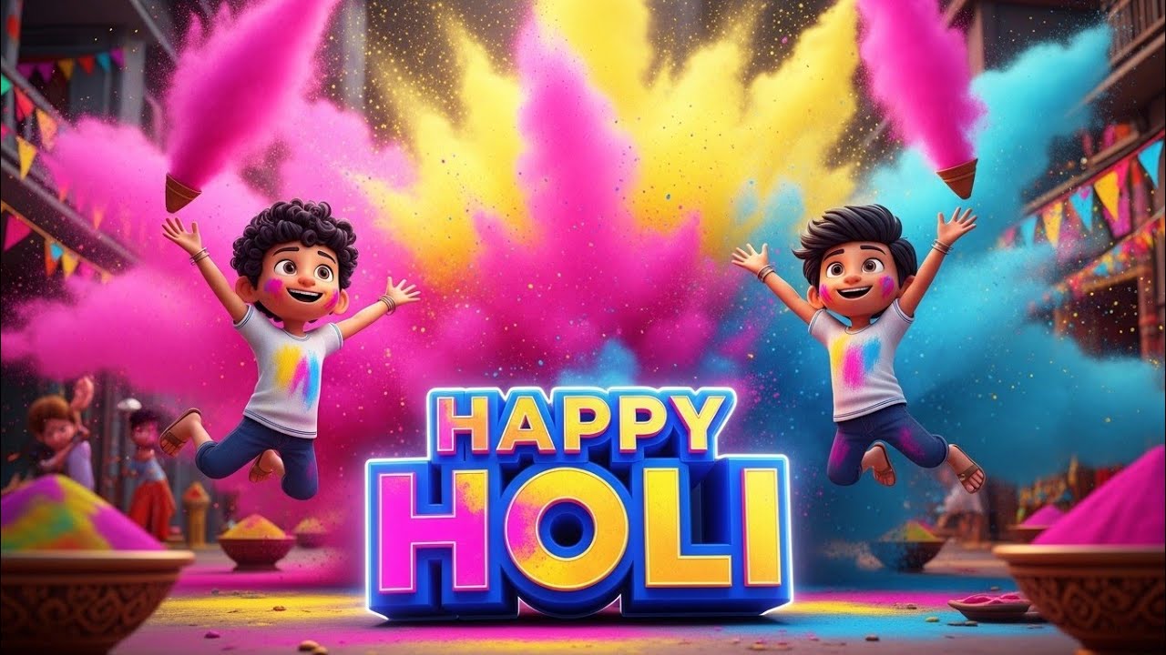 Holi Aayi! 🎨 Happy Holi Song for Kids | Rangon Ki Masti Rhymes 2026 | BunnyBoom Toons 