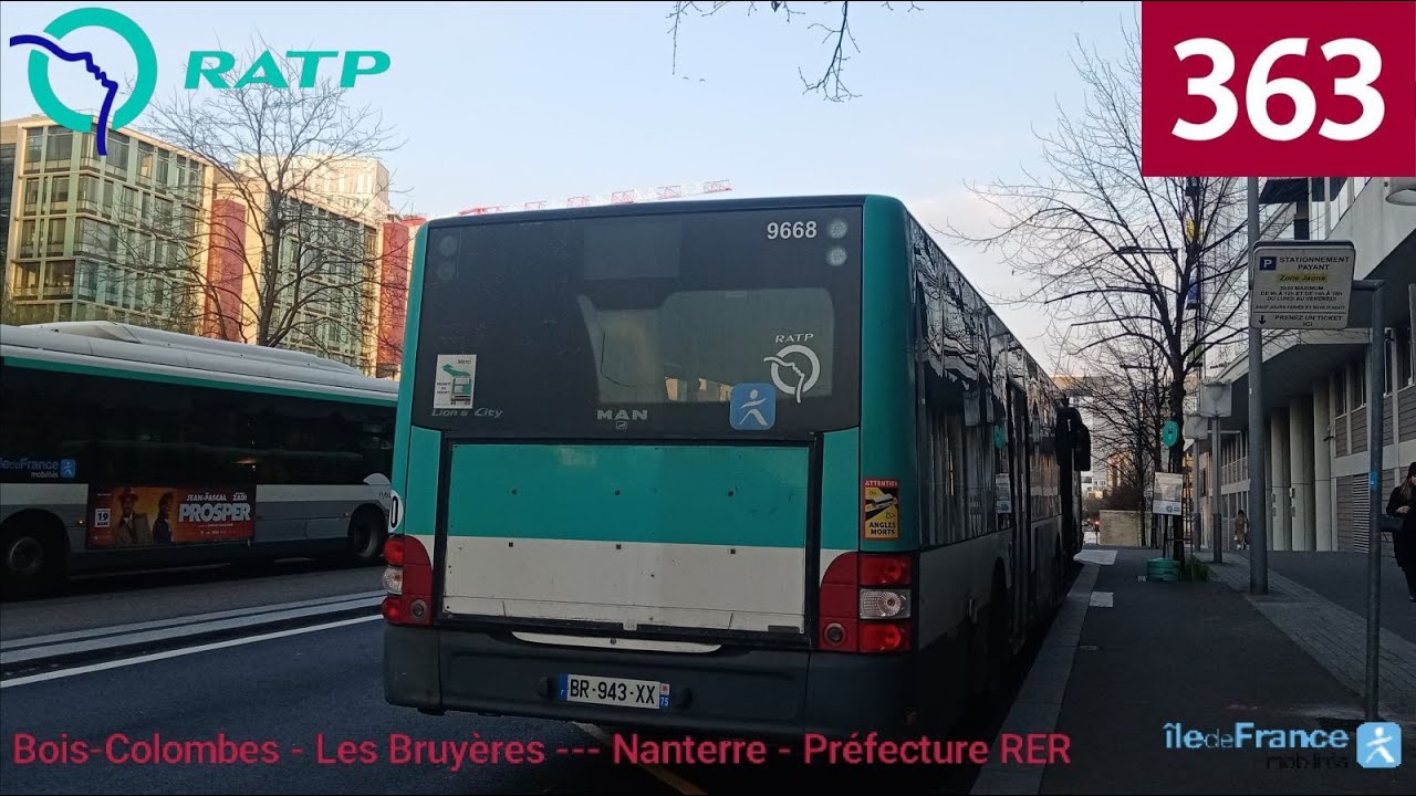 Bus 363 RATP - MAN Lion's City NL253 N°9668 Les Bruyères --- Nanterre - Préfecture RER