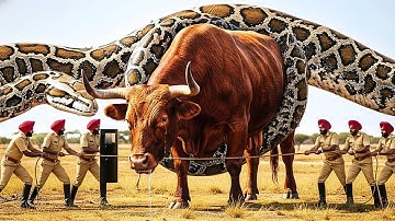 Fearless Heroes Save Hyperactive Mother Cow from Giant Python’s Terrifying Attack 🐍