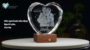 Pha lê hình trái tim khắc chân dung 3D