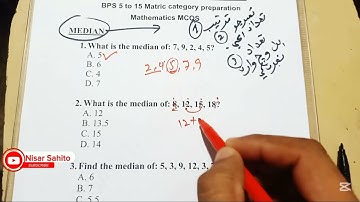 📚 "BPS 5 to 15"  matric category Math Mcqs test preparation | Median | IBA Sukkur"