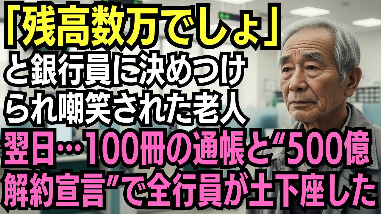 「残高数万でしょ」と決めつけられたおじいさん──翌日、100冊の通帳と“全額解約宣言”で全行員が土下座した──