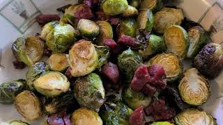 Easy Roasted Brussel Sprouts With Crispy Soppressata
