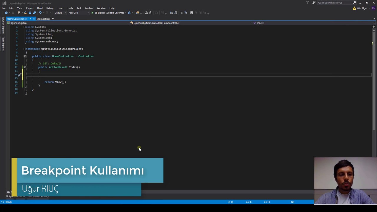 ASP.NET MVC Eğitimi (4. Ders) - Breakpoint Kullanımı - YouTube