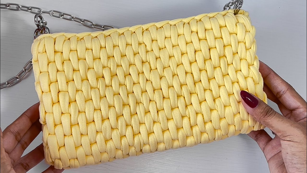 Clutch econômica de crochê em fio de maha/ Crochet bag/ Clutches/Handbag/ponto palito/rattan