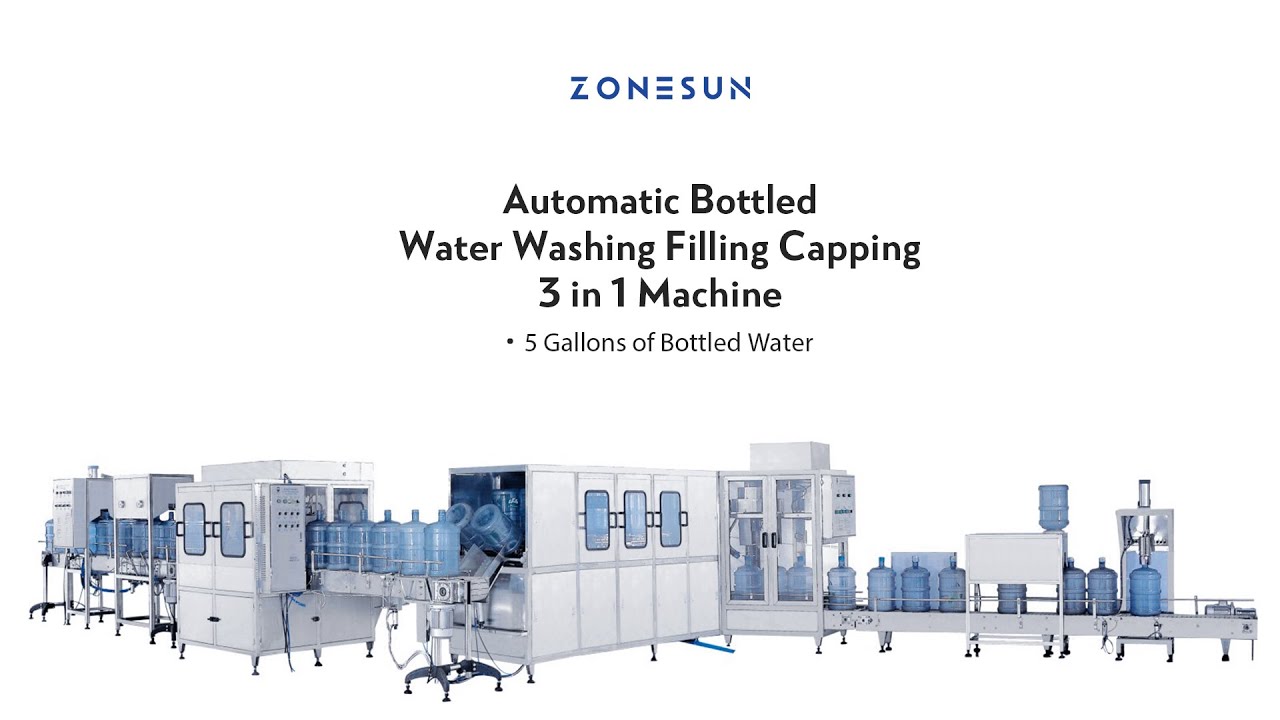 ZONESUN Barrelled water packaging line/Water bottling machine - YouTube