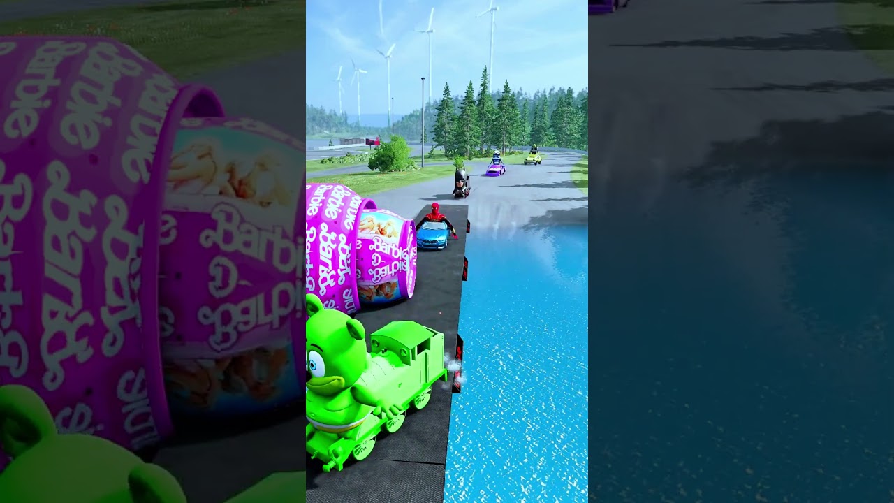 Funny Cars Crossing Bollard Pothole vs Car 