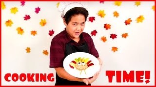 Video for kids. Kids cook a Thanksgiving Day turkey.