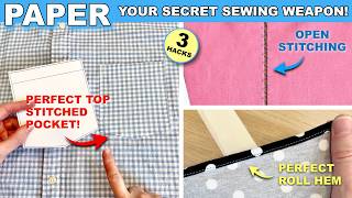 3 Different Sewing Hacks using one Trick - PAPER! Bookmark to Try