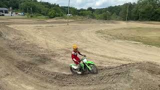 Andrew Meyer. Sick scrub into a howdy whip.  July 2025. Switchback mx.  Butler pa. Kx450