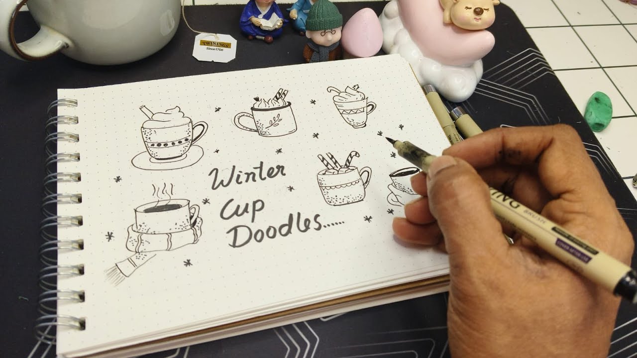 DOODLE  day 24|“Hot Chocolate Winter Cup Doodle | Cozy Aesthetic Drawing for Beginners”