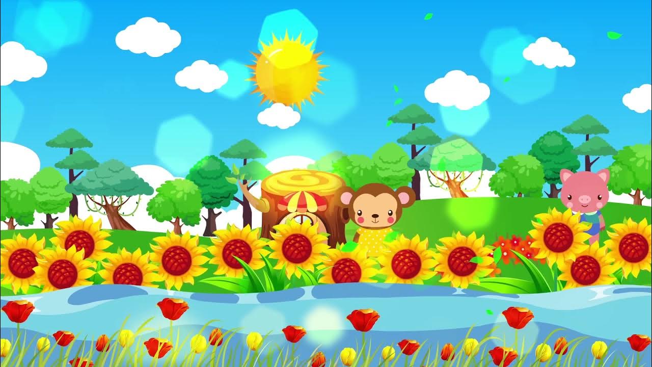 Sunflower flower river background - Cartoon kids - YouTube