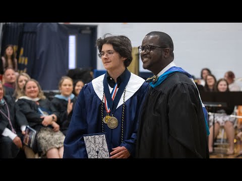 Valedictorian Nicholas Plaksin speaks at the 2023 Rappahannock County High School graduation.