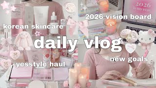 Spend A Day With Me 🎀🕯️2026 Vision Board, Yesstyle Haul, Korean Skincare, New Goals