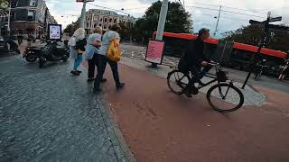 Crossing an intersection in Amsterdam
