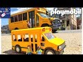 Playmobil School Bus Toy & Real NYC School Bus Learning School Buses For Kids