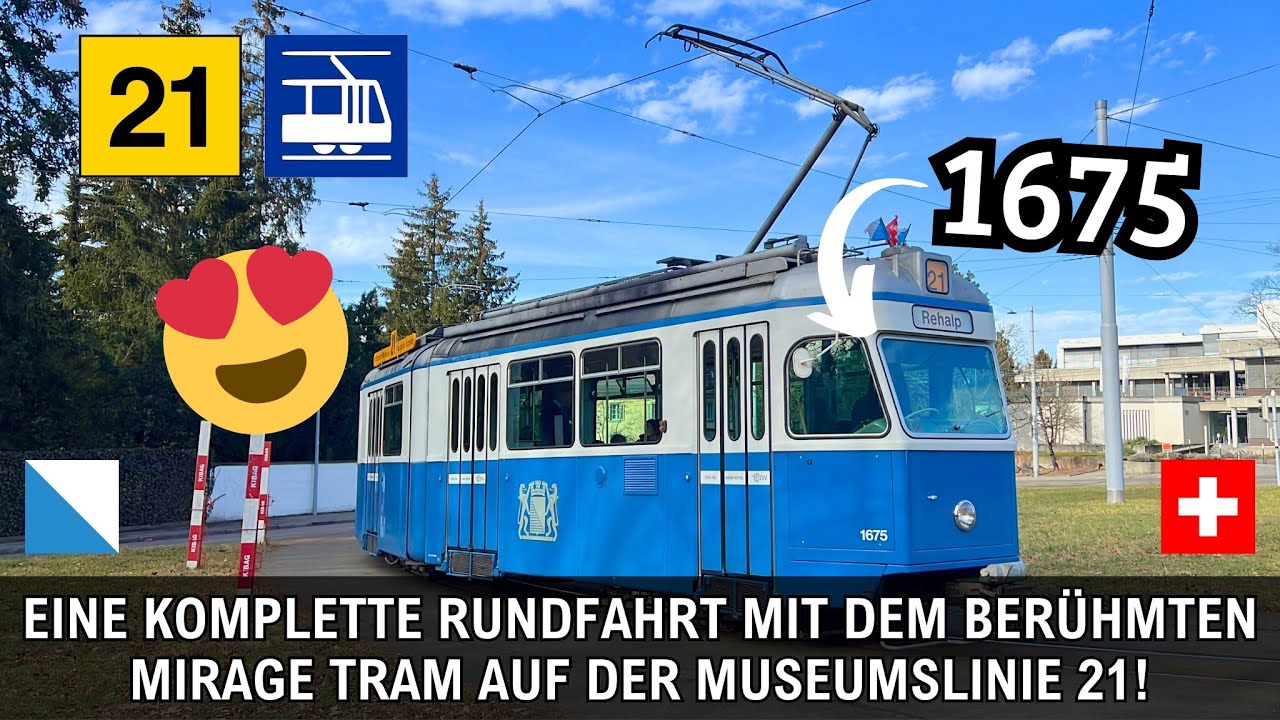 Zürichs berühmter OLDTIMER: Eine Fahrt mit dem Mirage Tram auf der Museumslinie 21 [4K]