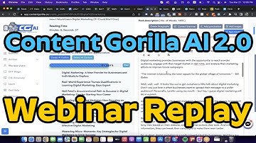 Content Gorilla AI 2.0 Review Webinar Replay Full Demo Bonus - YT to GPT based AI content Creator