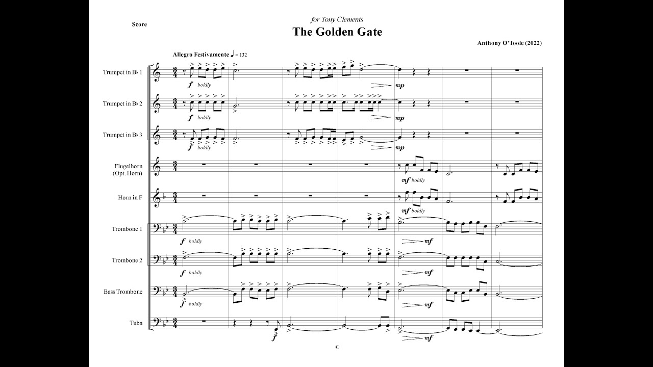 THE GOLDEN GATE for Brass Ensemble YouTube