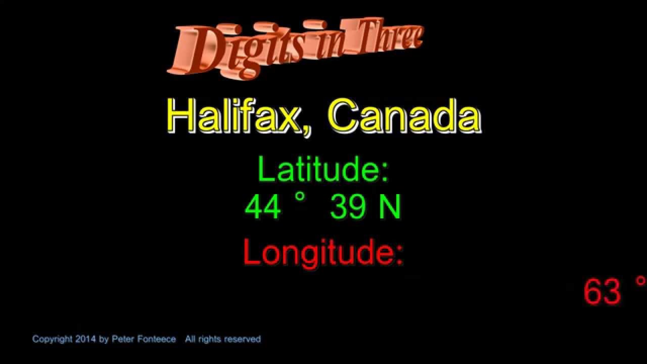 Halifax Canada Latitude and Longitude Digits in Three YouTube