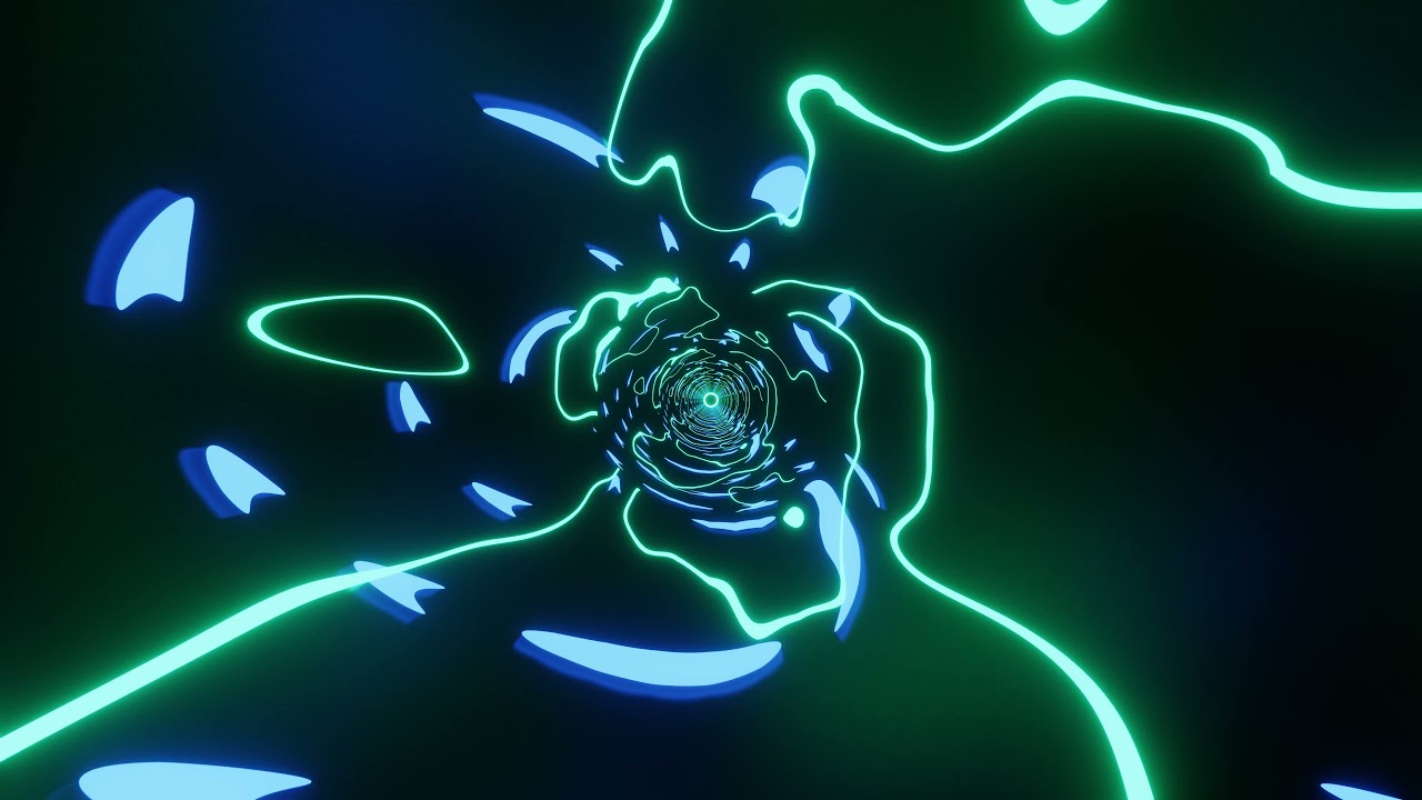 VJ LOOP NEON Teal Green Blue Tunnel Abstract Background Video Lines Pattern 4k Screensaver