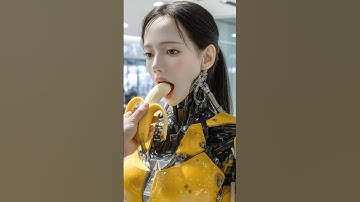 I tried feeding the banana to the humanoid in EXPO 2030 #technology #aiart #robot #humanoid