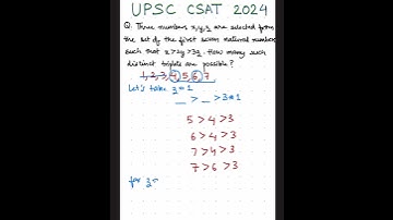 Distinct triplets from first 7 natural numbers | UPSC CSAT 2024 | Number system