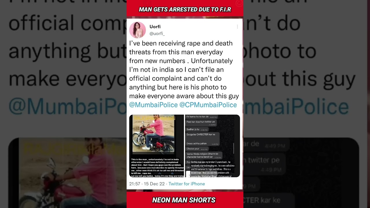 Man gets ARRESTED due to F.I.R by Urfi Javed... | Urfi Javed Mumbai Police Tweet Facts 