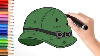 How to draw cartoon army helmet