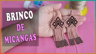 Como fazer Brinco de miçangas com franjas