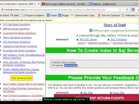 How to create index in sql server