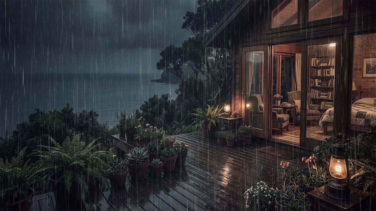 Cozy Bedroom in an Ocean Cabin 🌧️ Relaxing Rain Sounds for Insomnia Relief and Deep Sleep