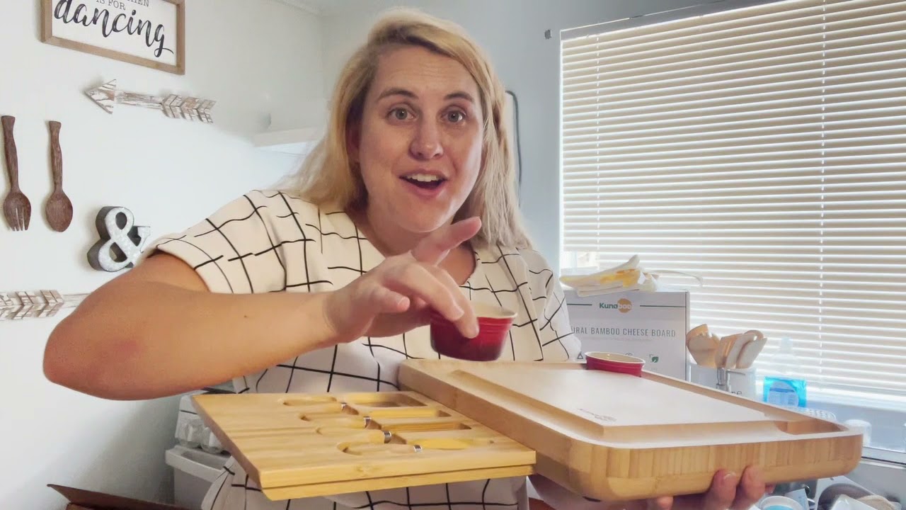 Review of Kunaboo Bamboo charcuterie board set - sangria red ramekins - FSC certified - cheese board