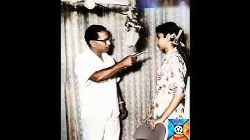 Legendary singer Smt. S Janaki  listens to her music composer for a telugu song at her early age.