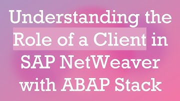 Understanding the Role of a Client in SAP NetWeaver with ABAP Stack