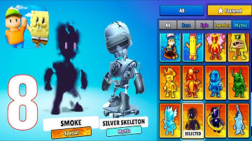 Stumble Guys - Gameplay Walkthrough Part 8 - Silver Skeleton & SMOKE Skin (iOS, Android)